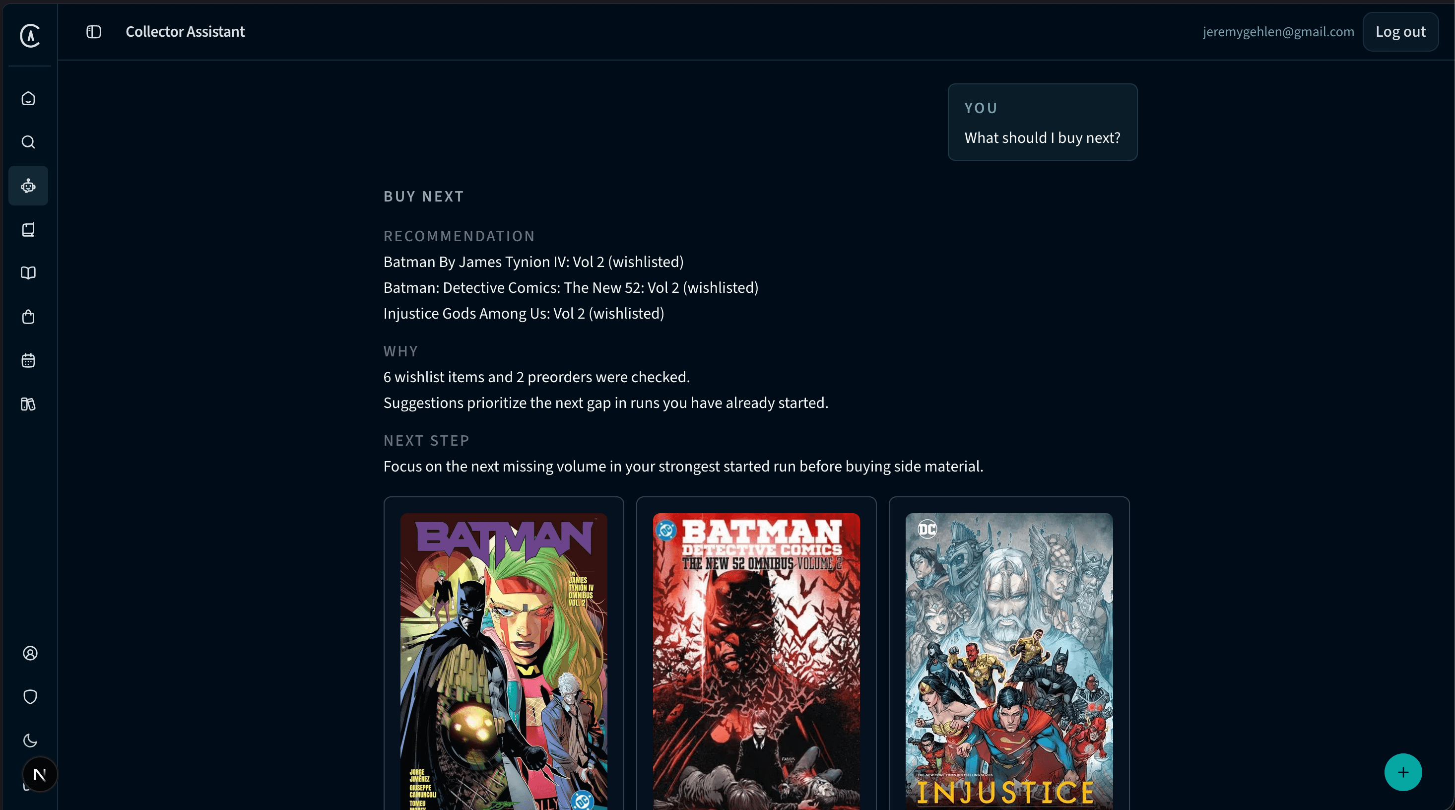 ComicAtlas assistant conversation tied to your library